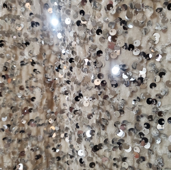 NWT Women's Cute Old Navy Silver Sequin Christmas / New Year's Maxi A-Line Skirt - Picture 6 of 12